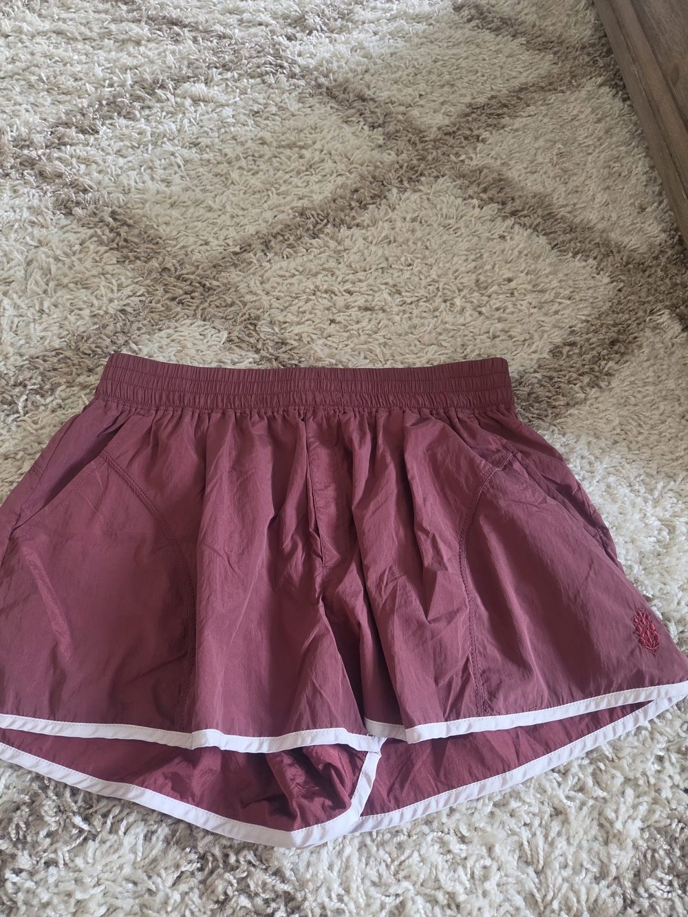 FP Movement by Free People Wine Athletic Shorts with White Trim